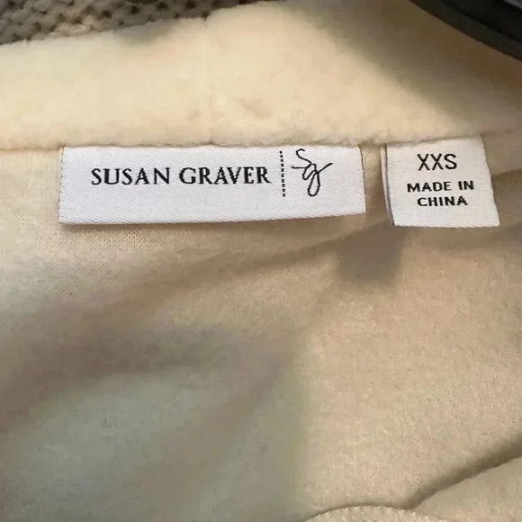 Susan Graver, soft, suiting fleece jacket with faux black, leather trim - Picture 5 of 5